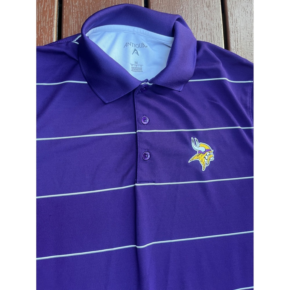 Minnesota Vikings Mens Purple Striped Performance Polo Shirt Size M